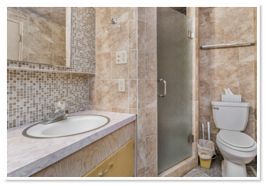 one of the bathrooms in our rental home
